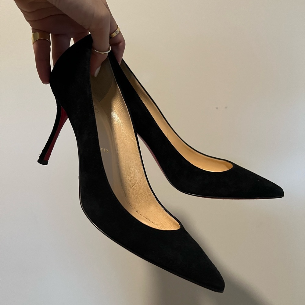 CHRISTIAN LOUBOUTIN BLACK SUEDE HEELS - Picture 5 of 13